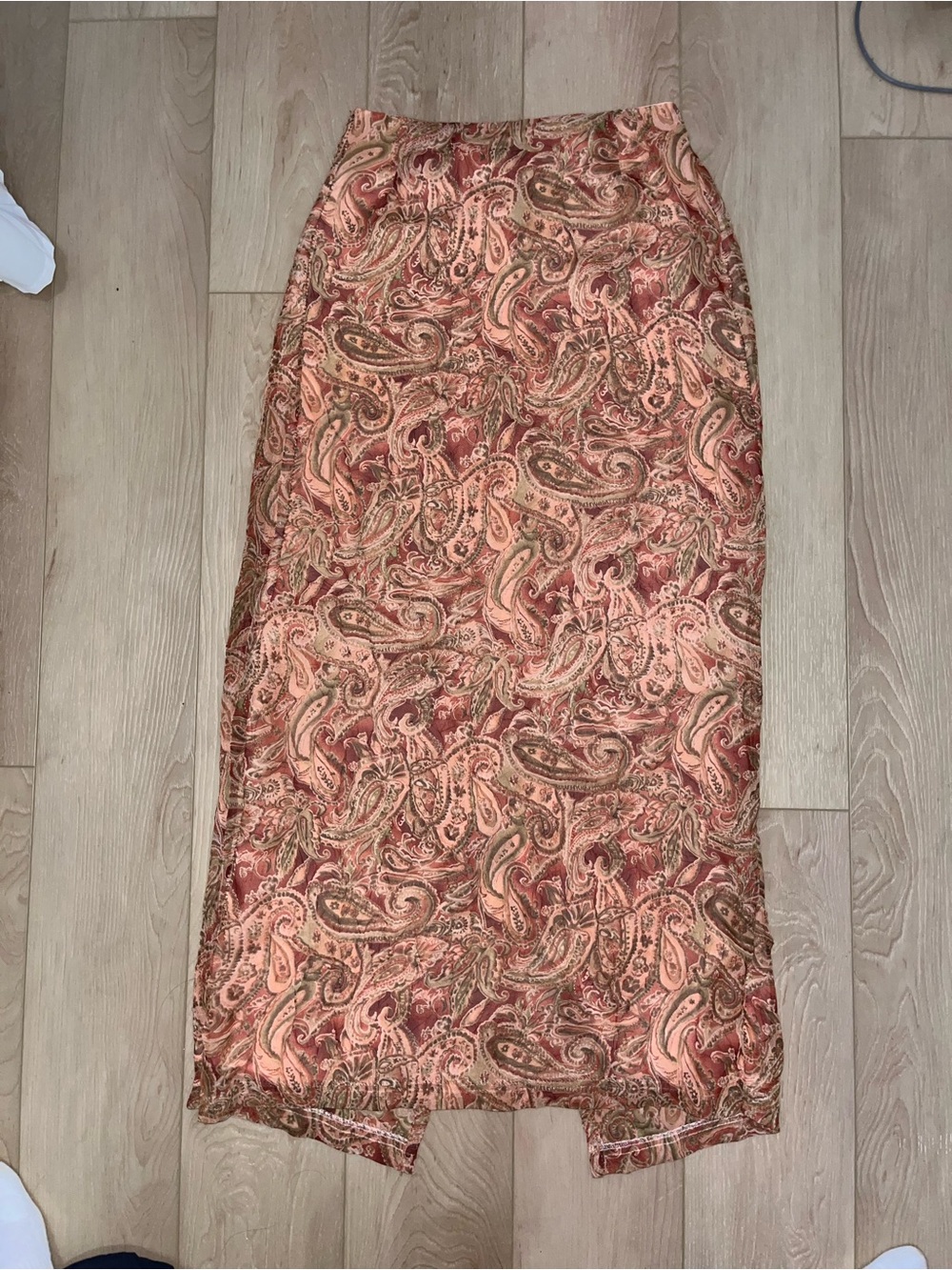 Clio Paisley Maxi Skirt in Rust and Brown